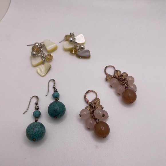Lot Of 3 Costume Earrings Pierced Dangle Drop Some Bead / Beaded - Picture 7 of 9